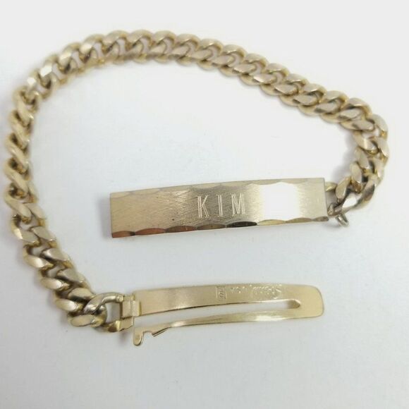 Vintage Speidel KIM ID Name Engraved Chain Bracelet, Gold Tone, Made in USA - Picture 4 of 7